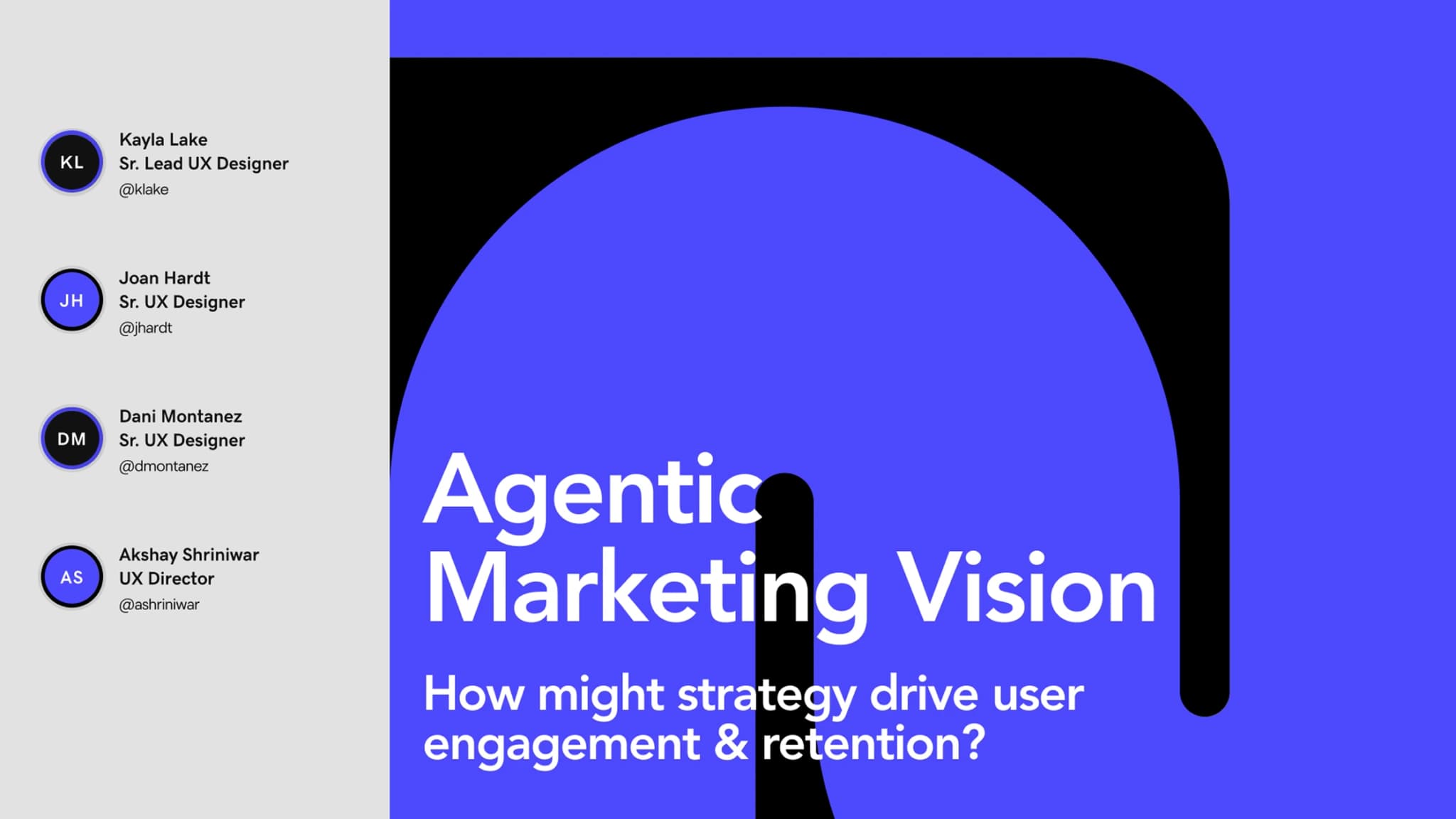 Agentic Marketing Vision presentation cover showing team members and project title